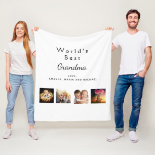 Best Grandma custom photocollage white Fleece Deken