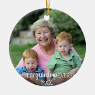 Best Grandma Ever 2-Sided 2-fotoKerstmis Keramisch Ornament