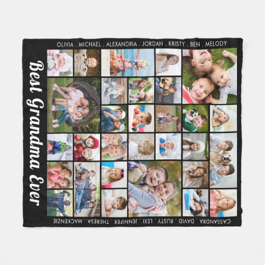 BEST GRANDMA EVER 30 Foto-Collage, speciaal aangep Fleece Deken (Voorkant (Horizontaal))