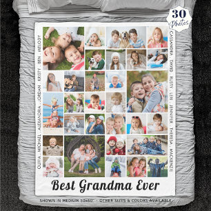 BEST GRANDMA EVER 30 Foto-Collage, speciaal aangep Fleece Deken