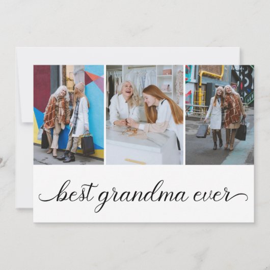 Best Grandma Ever 3 Photo Collage Flat Kaart (Voorkant)