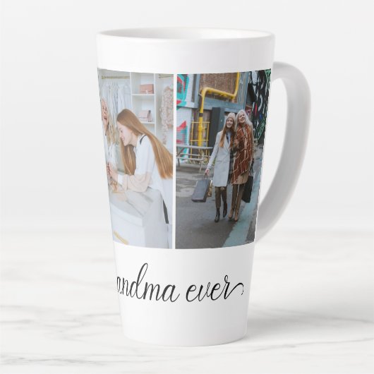 Best Grandma Ever 3 Photo Collage Latte Mok (Rechterhoek)