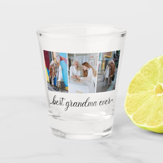 Best Grandma Ever 3 Photo Collage Shot Glas (Voorkant)