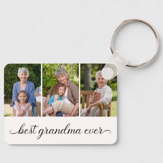 Best Grandma Ever 3 Photo Collage Sleutelhanger (Voorkant)