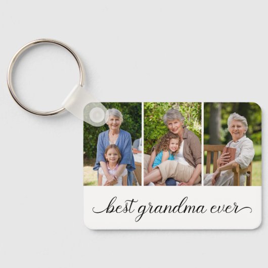 Best Grandma Ever 3 Photo Collage Sleutelhanger (Achterkant)