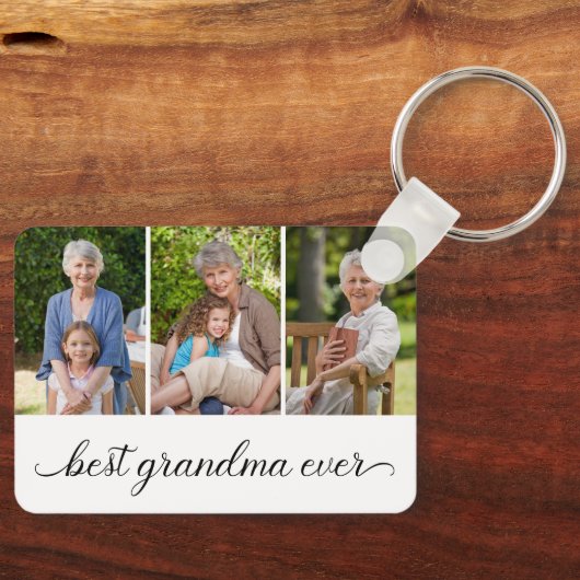 Best Grandma Ever 3 Photo Collage Sleutelhanger (Voorkant)