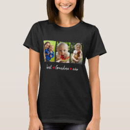 Best Grandma Ever 3 Photo Custom White Text T-shirt