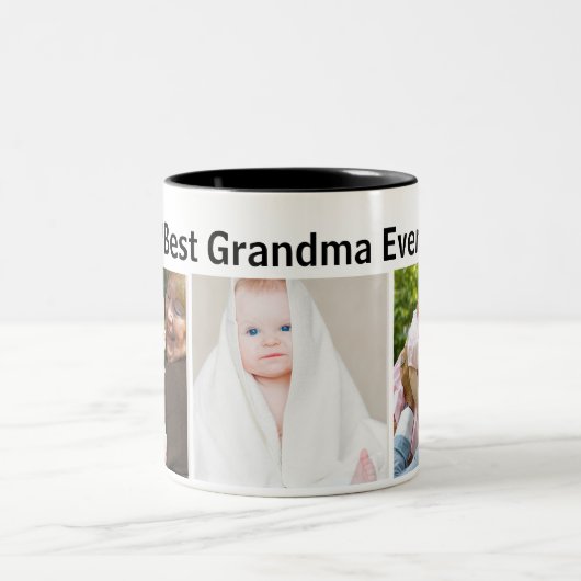 Best Grandma Ever 3Photo Collage Custom Tweekleurige Koffiemok (Center)