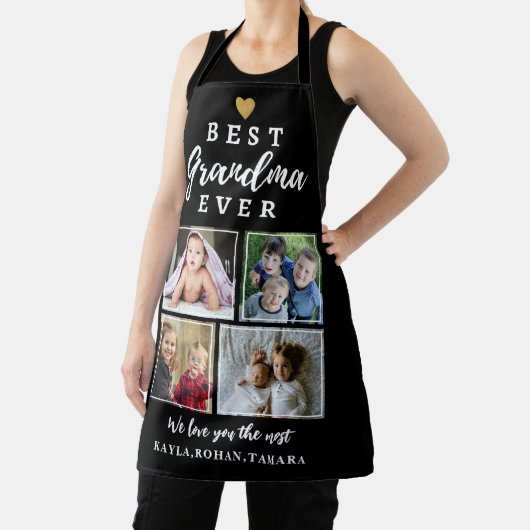 Best Grandma Ever 4 Photo Collage Gold Black Schort (Insitu)