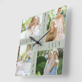 Best Grandma Ever 4 Photo Collage Green Vierkante Klok (Hoek)