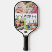 Best Grandma Ever 4 Photo Monogram Aangepaste kleu Pickleball Paddle (Achterkant)