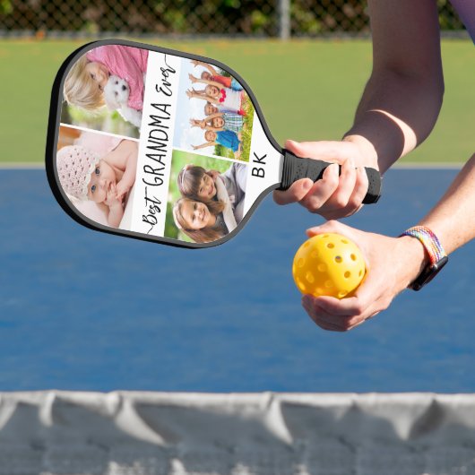 Best Grandma Ever 4 Photo Monogram Aangepaste kleu Pickleball Paddle (Insitu)