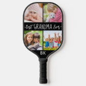 Best Grandma Ever 4 Photo Monogram Uw kleur Pickleball Paddle (Voorkant)