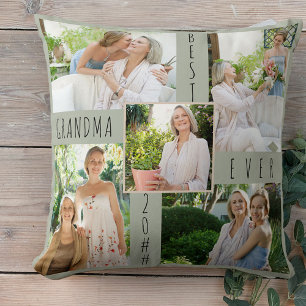 Best Grandma Ever 5 Photo Collage Green Kussen