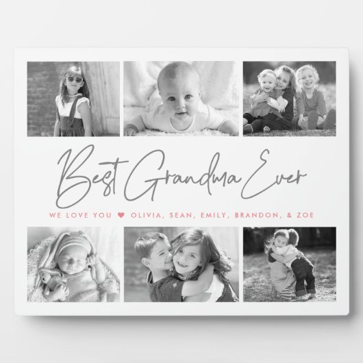 Best Grandma Ever 6 Photo Collage Modern Script Fotoplaat (Voorkant)