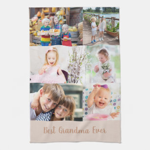 Best Grandma Ever 6 Photo Masonry Grid beige Theedoek