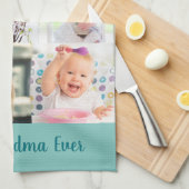 Best Grandma Ever 6 Photo Masonry Grid Green Theedoek (Quarter Fold)