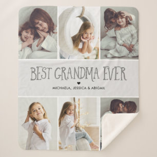 Best Grandma Ever 6-Photo Personal Message Sherpa Deken