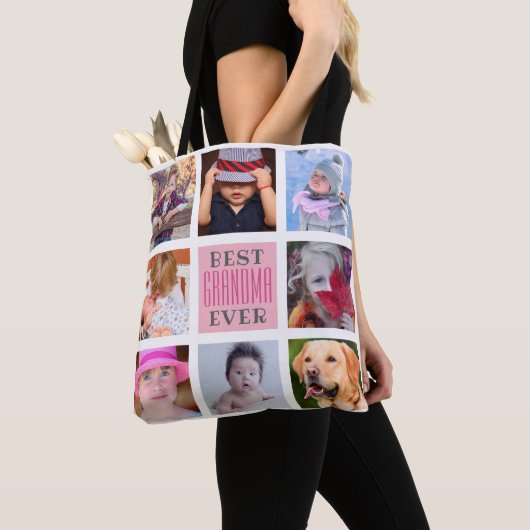 Best Grandma Ever | 8 Aangepaste foto Tote Bag (Dichtbij)
