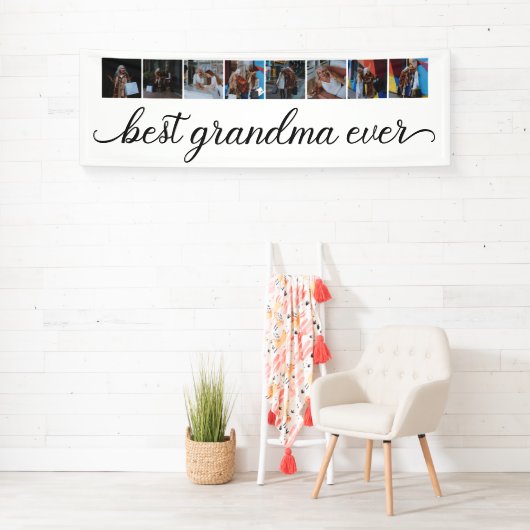 Best Grandma Ever 8 Photo Collage Party Spandoek (Insitu)