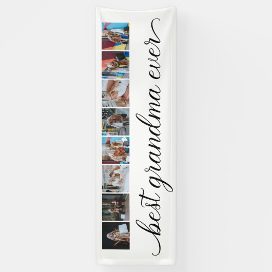 Best Grandma Ever 8 Photo Collage Party Spandoek (Verticaal)