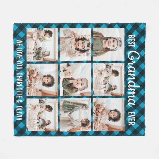 Best Grandma Ever 9 Photo Collage Pset Fleece Deken (Voorkant (Horizontaal))