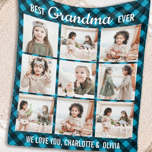 Best Grandma Ever 9 Photo Collage Pset Fleece Deken