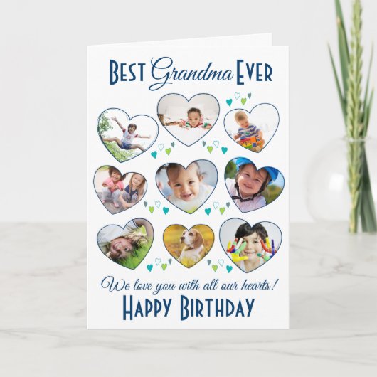 Best Grandma Ever Birthday Photo Collage Kaart (Voorkant)