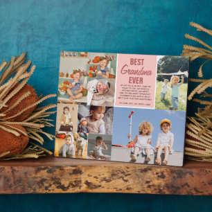 Best Grandma Ever   Collage foto's in kleurenblok Fotoplaat