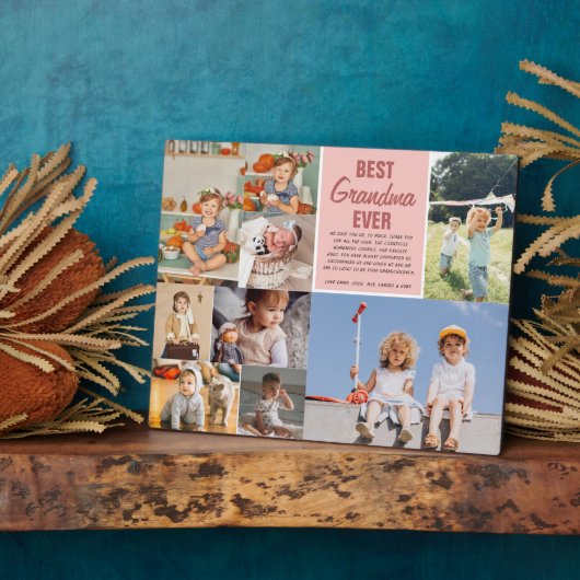 Best Grandma Ever | Collage foto's in kleurenblok Fotoplaat (Zijkant)