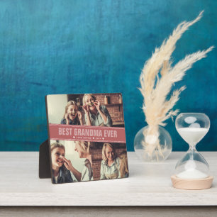 Best Grandma Ever   Collage foto's in kleurenblok Fotoplaat
