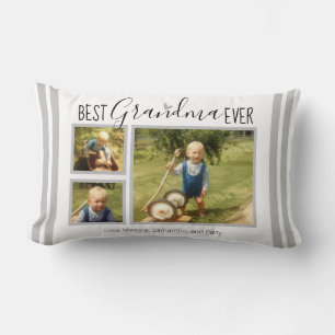 Best Grandma Ever Custom 3 Photo Collage White Kussen