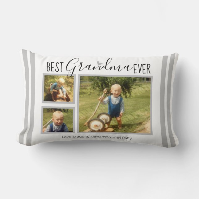 Best Grandma Ever Custom 3 Photo Collage White Kussen (Voorkant)