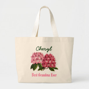 Best Grandma Ever Custom Name Rhododendron Grote Tote Bag