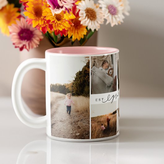 Best Grandma Ever | Elegant Script 8 Photo Collage Tweekleurige Koffiemok