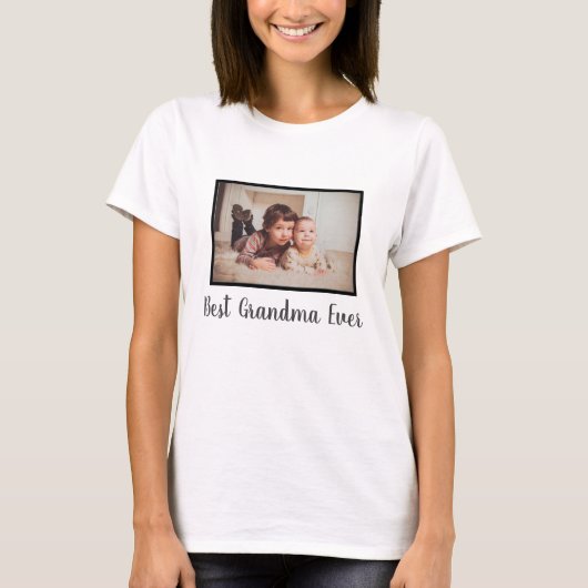 Best grandma ever family custom photo white t-shirt (Voorkant)