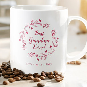 Best Grandma Ever Family Wreated Year Magenta Red Koffiemok