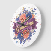 Best Grandma Ever Floral Grote Klok (Hoek)