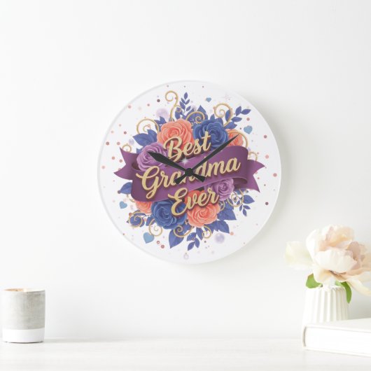 Best Grandma Ever Floral Grote Klok (Huis)