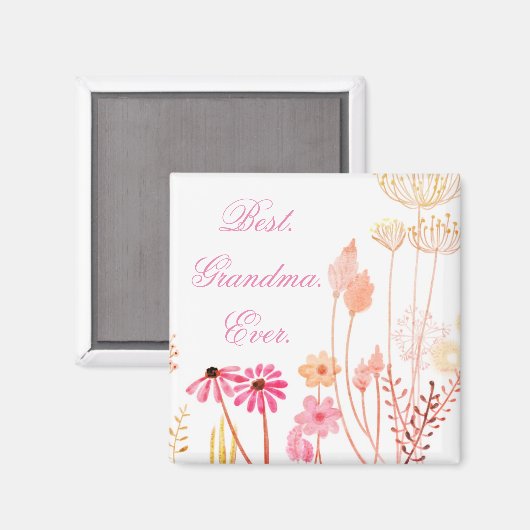 Best Grandma Ever Floral Magneet (Voorkant / Achterkant)