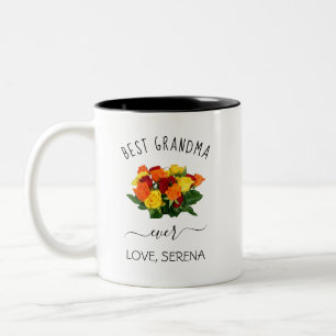 Best Grandma Ever, Floral Modern Trendy Tweekleurige Koffiemok