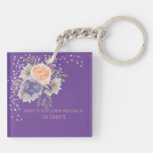 Best Grandma Ever Floral Paars Peony Roos Sleutelhanger (Achterkant)