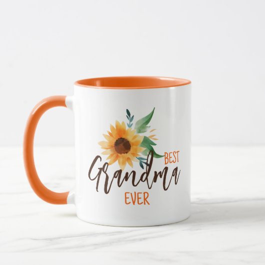 Best Grandma Ever Floral Sunflower - Aangepast Mok (Links)
