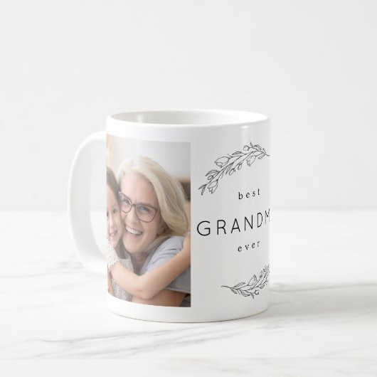 Best Grandma Ever Floral WreatPhoto Coffee Mok (Voorkant links)