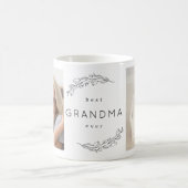 Best Grandma Ever Floral WreatPhoto Coffee Mok (Center)