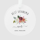 Best Grandma Ever | Foto Burgundy Boho Floral Ornament (voorkant)