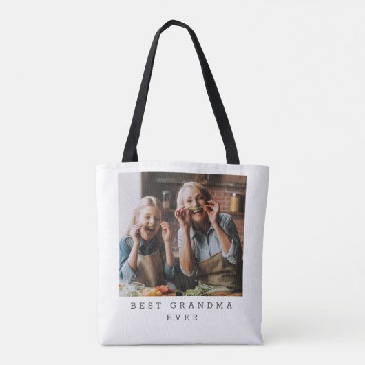 Best Grandma Ever Full Photo Persoonlijk Tote Bag (Achterkant)