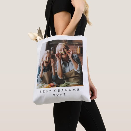 Best Grandma Ever Full Photo Persoonlijk Tote Bag (Dichtbij)