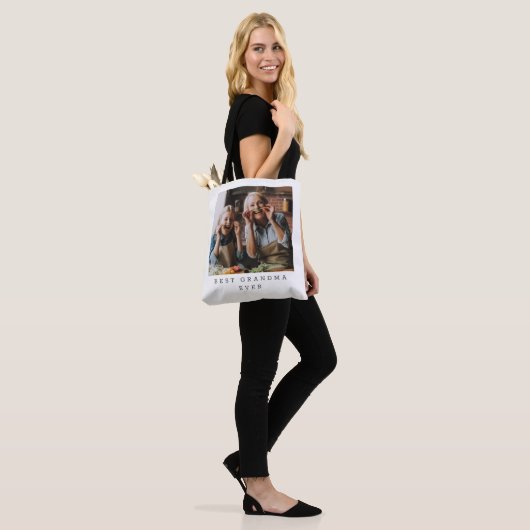 Best Grandma Ever Full Photo Persoonlijk Tote Bag (Op model)