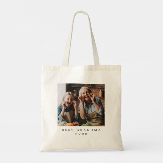 Best Grandma Ever Full Photo Persoonlijk Tote Bag (Achterkant)